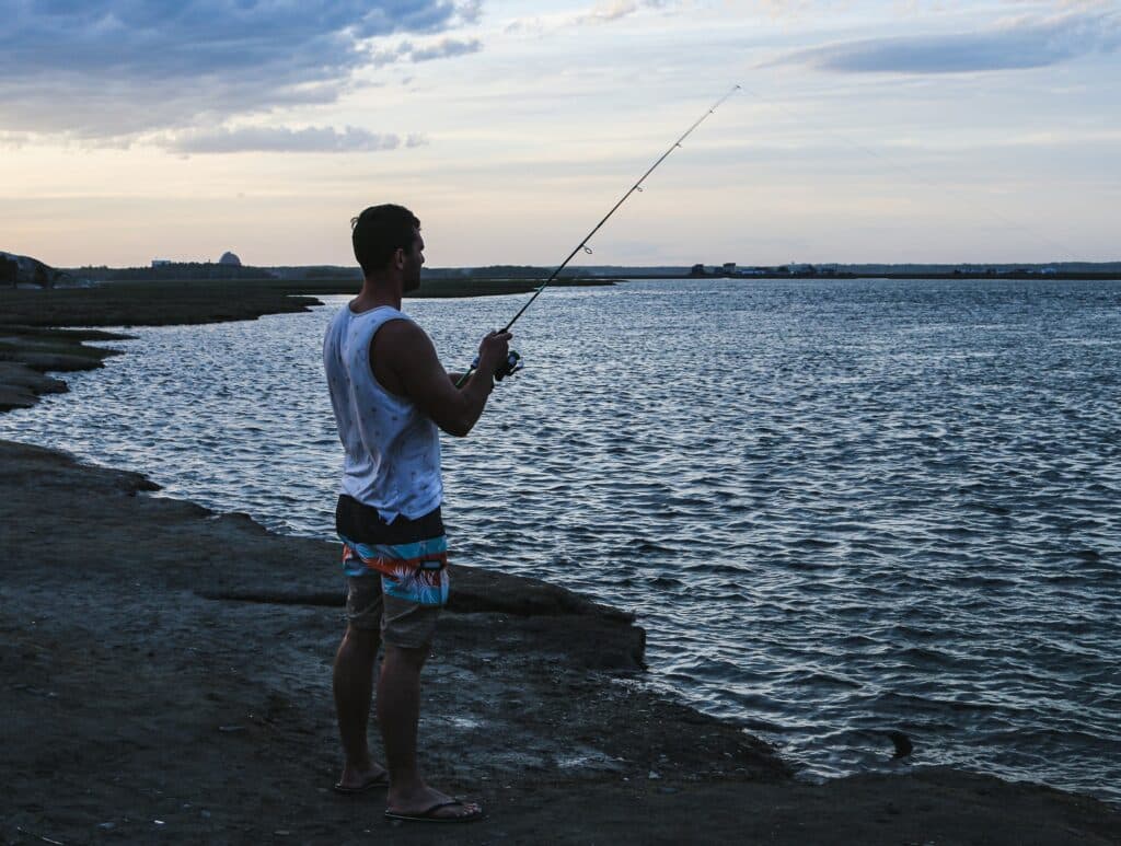 Can fishing from shore or a boat be considered as walking? What